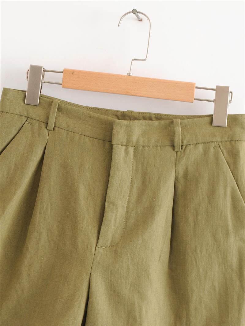Fashion Olive Green Pure Color Decorated Shorts,Shorts