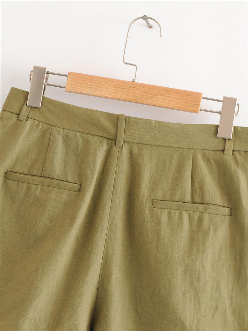 Fashion Olive Green Pure Color Decorated Shorts,Shorts