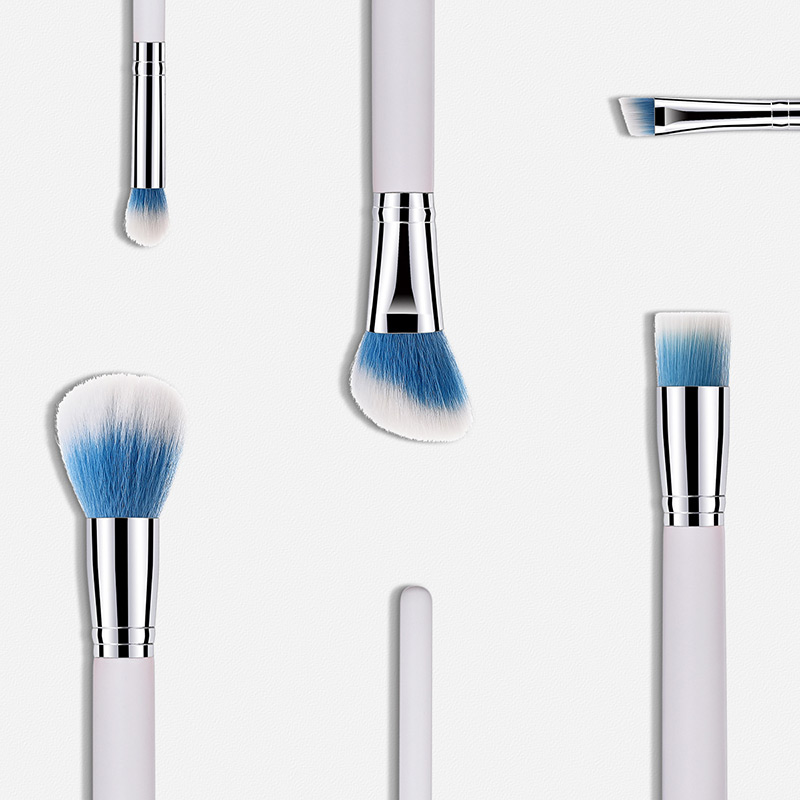 Fashion Silver Color+blue Oblique Shape Decorated Makeup Brush (5 Pcs ),Beauty tools