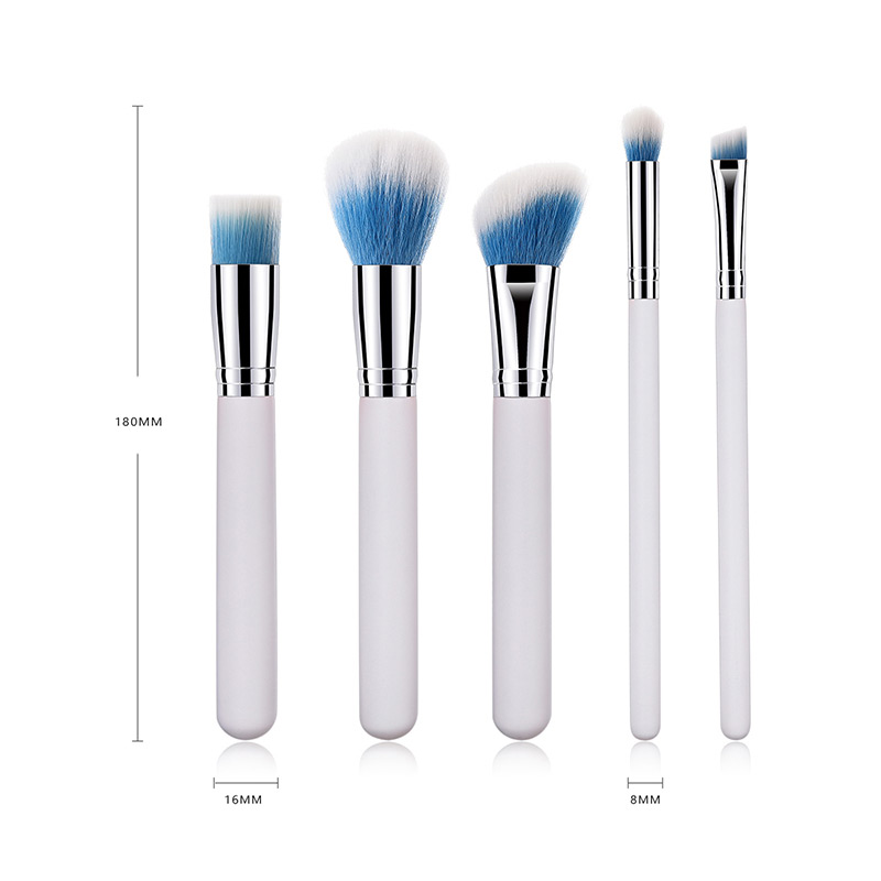 Fashion Silver Color+blue Oblique Shape Decorated Makeup Brush (5 Pcs ),Beauty tools