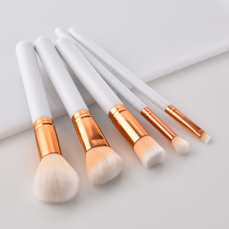 Fashion Silver Color+yellow Round Shape Decorated Makeup Brush (5 Pcs ),Beauty tools