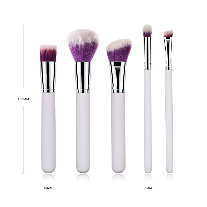 Fashion Silver Color+purple Round Shape Decorated Makeup Brush (5 Pcs ),Beauty tools