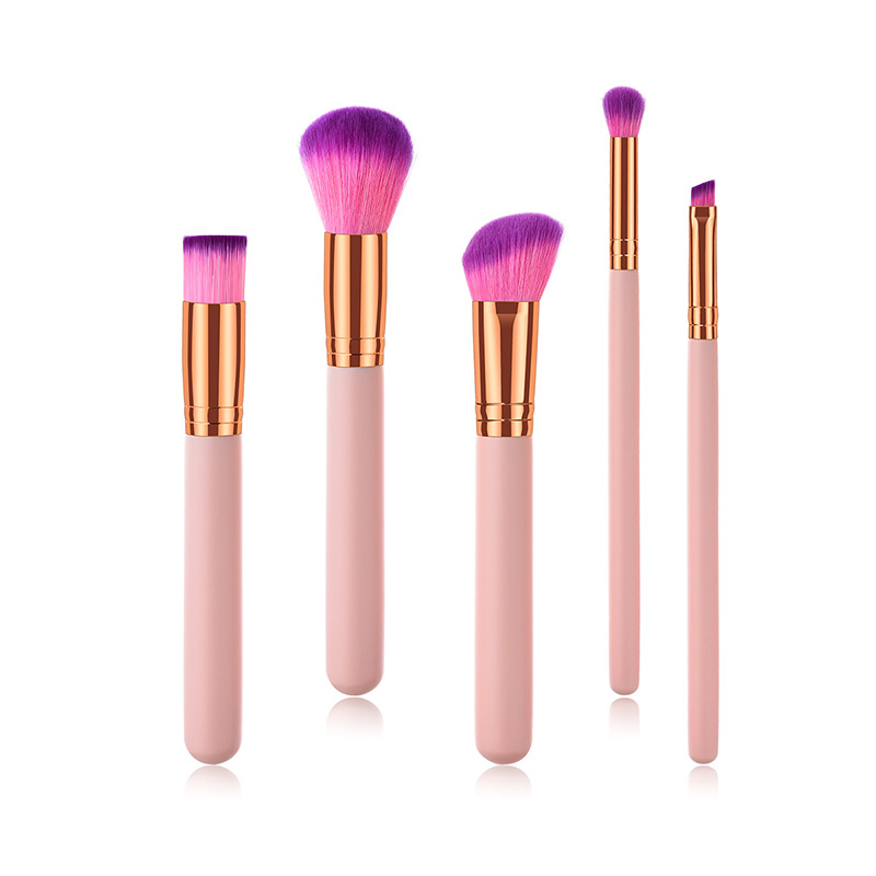 Fashion Pink+plum Red Round Shape Decorated Makeup Brush (5 Pcs ),Beauty tools