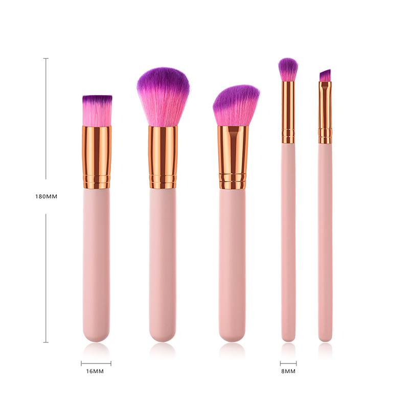 Fashion Pink+plum Red Round Shape Decorated Makeup Brush (5 Pcs ),Beauty tools
