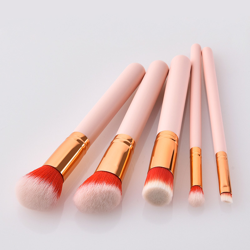 Fashion Pink+orange Round Shape Decorated Makeup Brush (5 Pcs ),Beauty tools