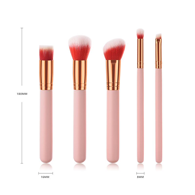 Fashion Pink+orange Round Shape Decorated Makeup Brush (5 Pcs ),Beauty tools