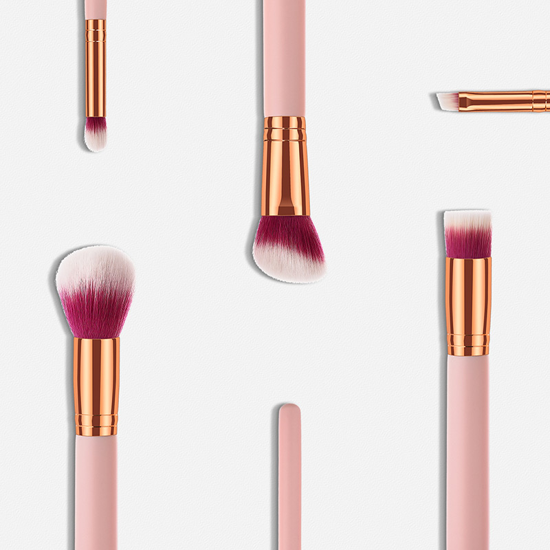 Fashion Gold Color+pink Oblique Shape Decorated Makeup Brush (5 Pcs ),Beauty tools