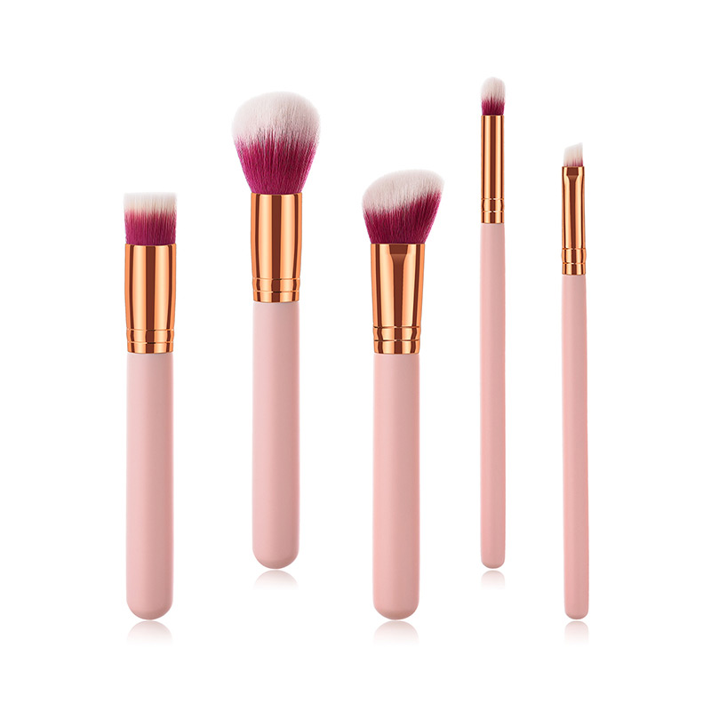 Fashion Gold Color+pink Oblique Shape Decorated Makeup Brush (5 Pcs ),Beauty tools