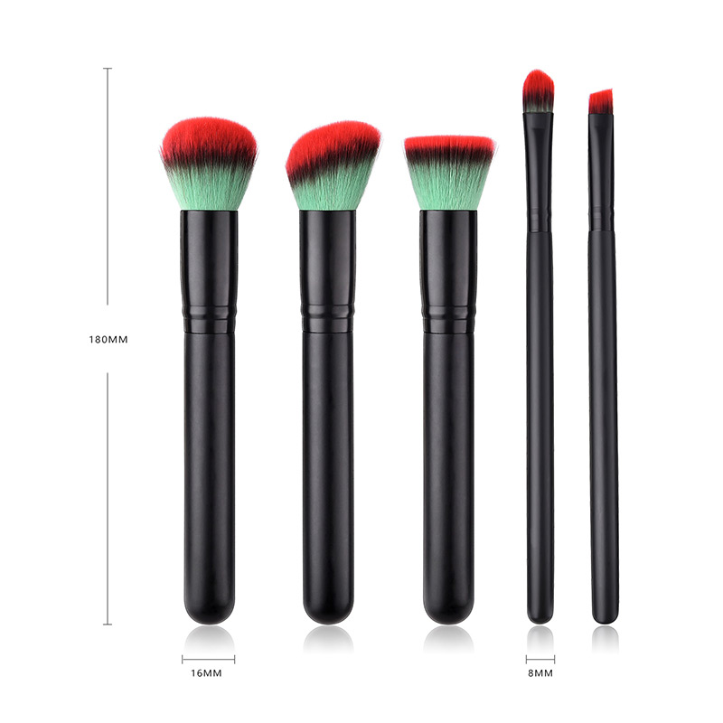 Fashion Black Oblique Shape Decorated Makeup Brush (5 Pcs ),Beauty tools