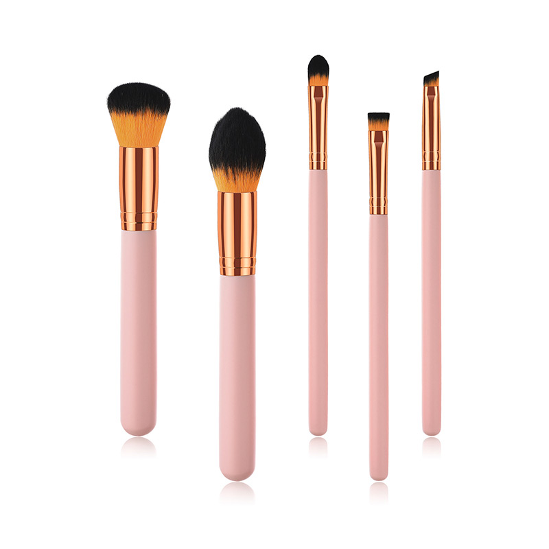 Fashion Pink+gold Color Round Shape Decorated Makeup Brush (5 Pcs ),Beauty tools