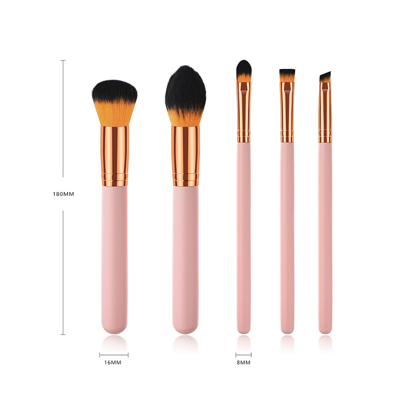 Fashion Pink+gold Color Round Shape Decorated Makeup Brush (5 Pcs ),Beauty tools