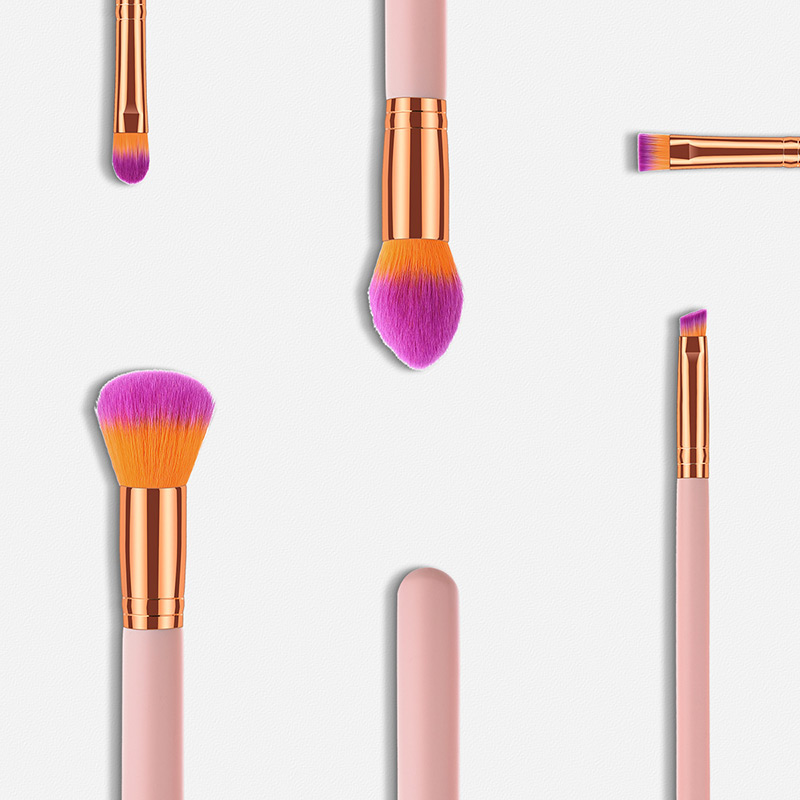 Fashion Pink+gold Color+yellow Round Shape Decorated Makeup Brush (5 Pcs ),Beauty tools