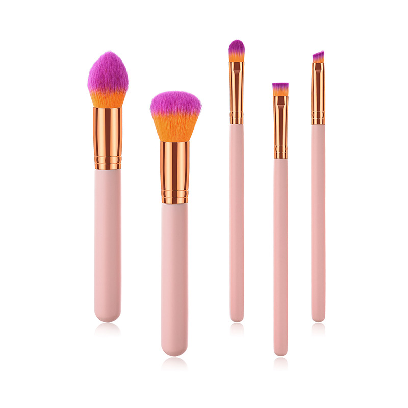 Fashion Pink+gold Color+yellow Round Shape Decorated Makeup Brush (5 Pcs ),Beauty tools