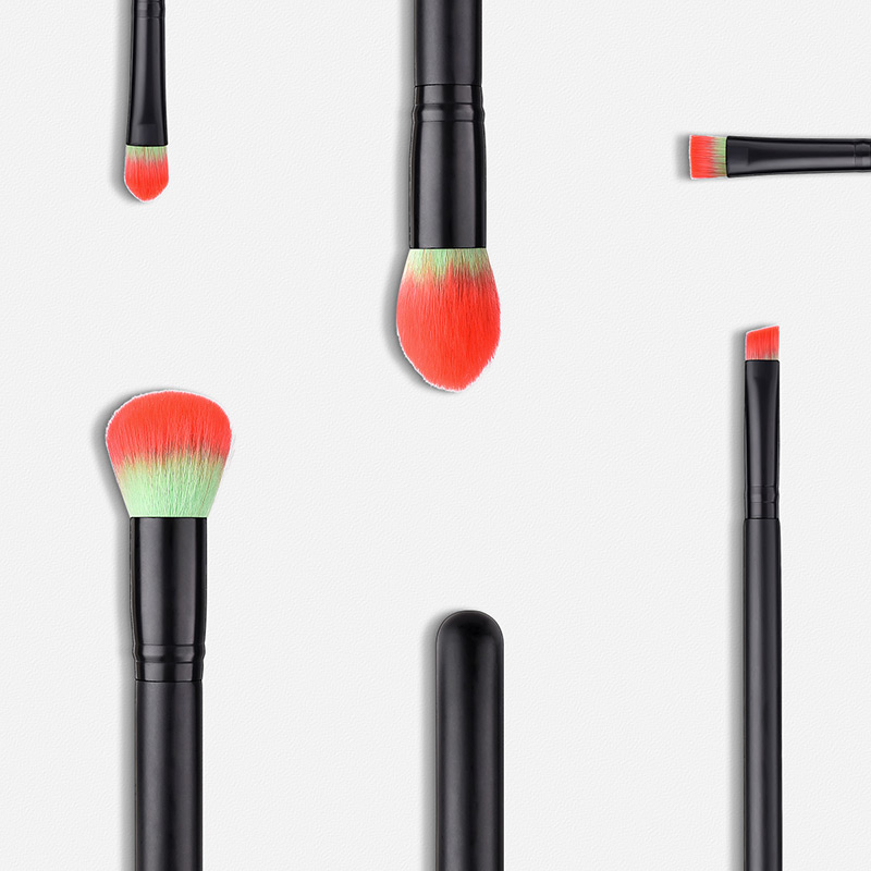 Fashion Black+orange Round Shape Decorated Makeup Brush (5 Pcs ),Beauty tools