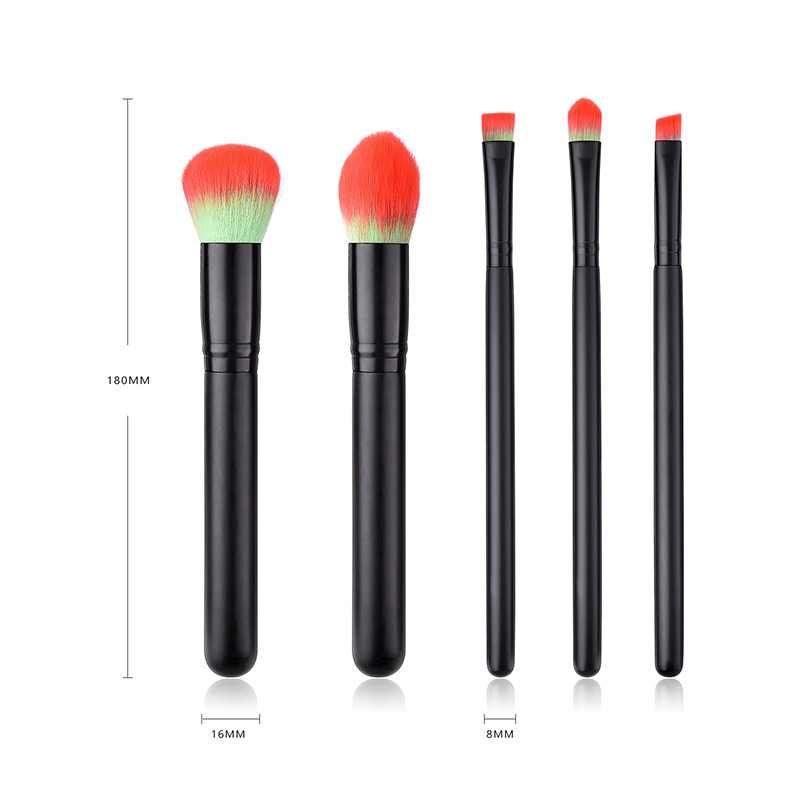 Fashion Black+orange Round Shape Decorated Makeup Brush (5 Pcs ),Beauty tools