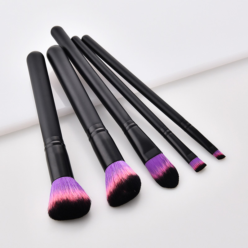 Fashion Black Oblique Shape Decorated Makeup Brush (5 Pcs ),Beauty tools