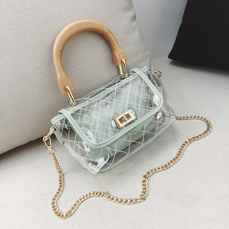 Fashion Green Square Shape Decorated Shoulder Bag (2 Pcs),Handbags