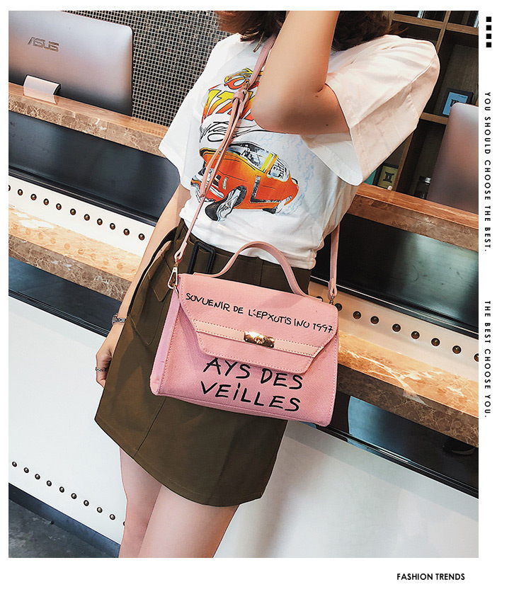 Fashion Pink Letter Pattern Decorated Shoulder Bag,Handbags