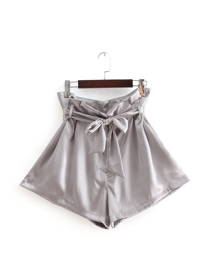 Fashion Silver Color Pure Color Decorated Leisure Shorts,Shorts