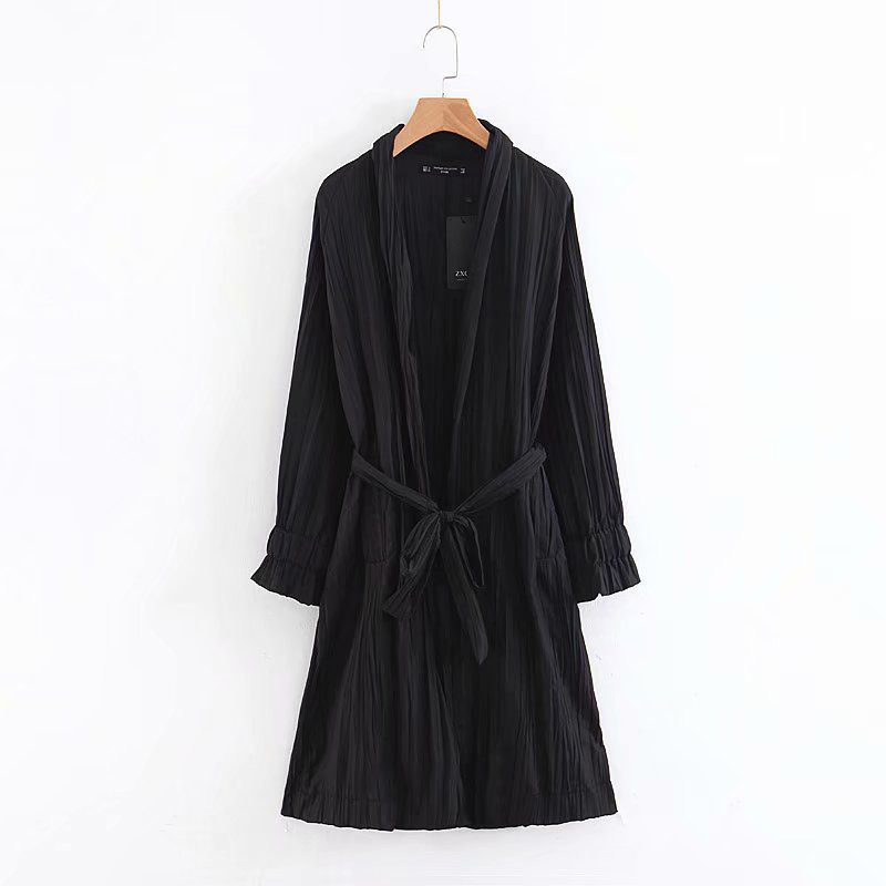 Elegant Black Pure Color Design Loose Coat,Coat-Jacket