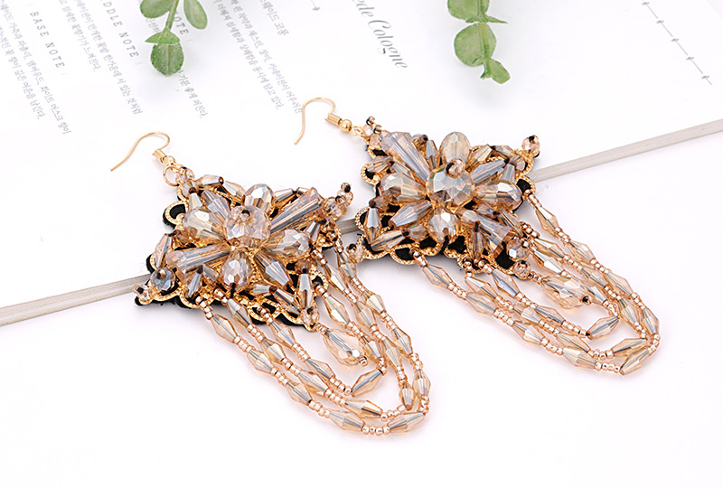 Vintage Champagne Flower Shape Design Tassel Earrings,Drop Earrings
