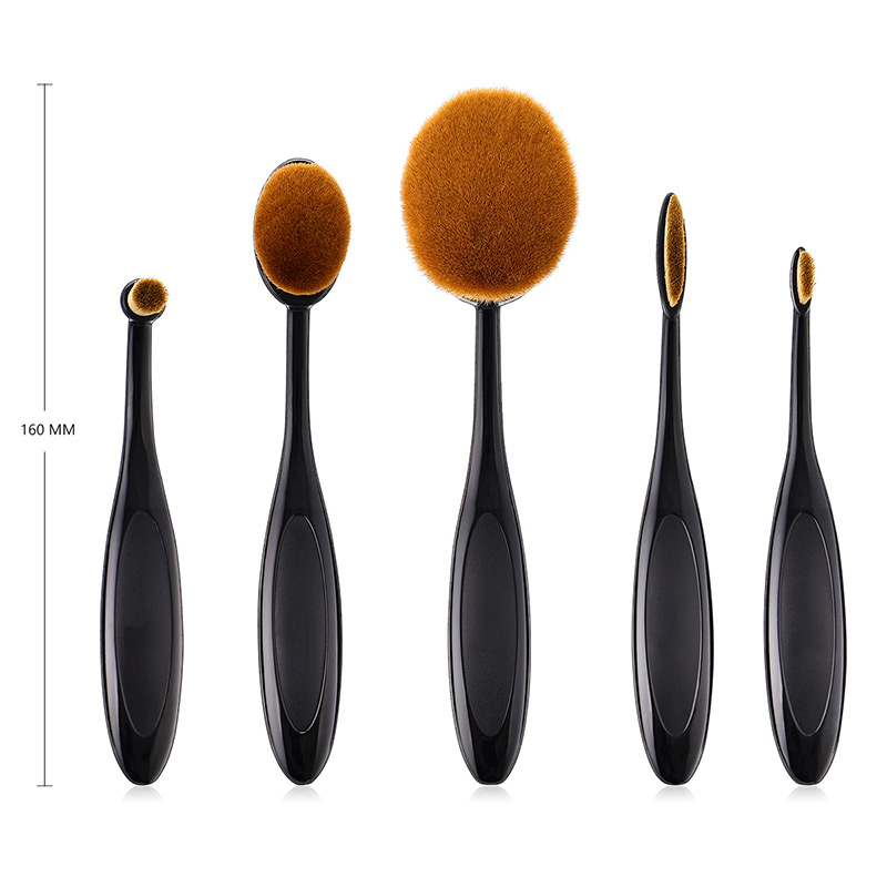 Fashion Black Oval Shape Design Cosmetic Brush(5pcs),Beauty tools