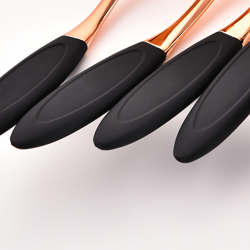 Fashion Rose Gold +black Round Shape Design Color Matching Cosmetic Brush(5pcs),Beauty tools