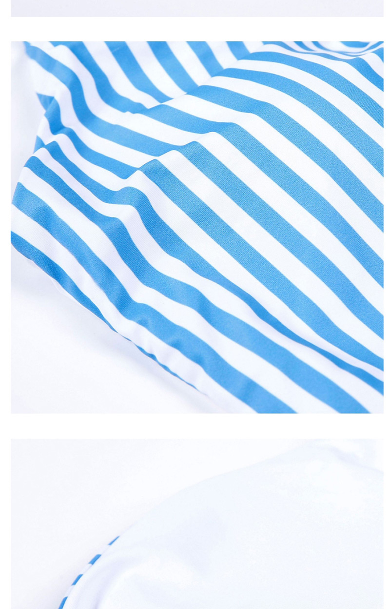 Fashion Blue Stripe Pattern Decorated Swimwear,One Pieces