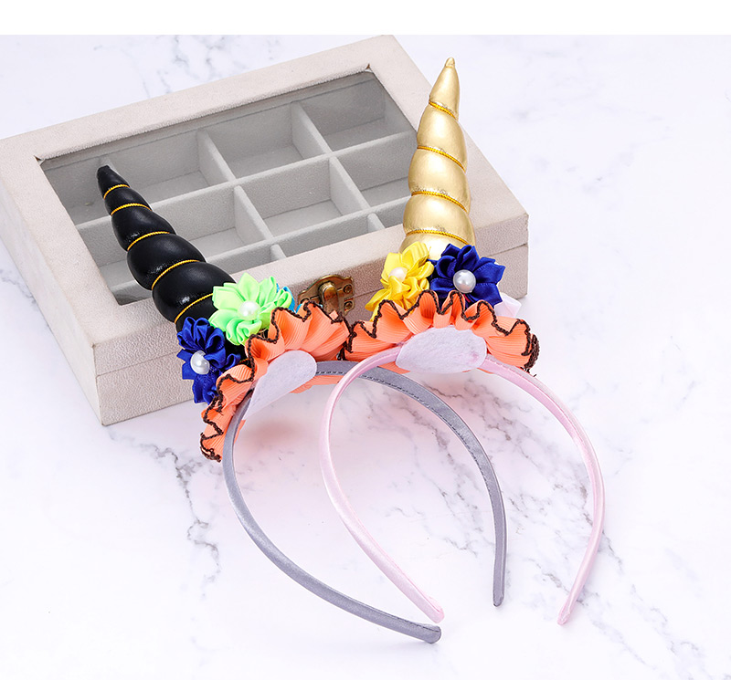 Fashion Black Flower&unicorn Shape Decorated Hair Hoop,Head Band
