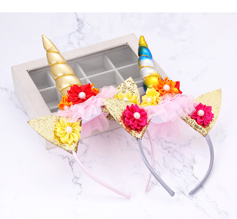 Fashion Gold Color Cat&unicorn Shape Decorated Hair Hoop,Head Band