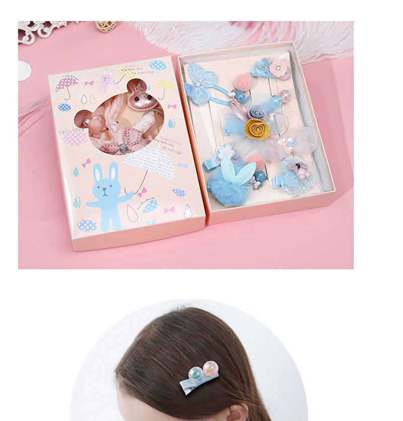 Fashion Blue Flower Shape Decorated Hair Band (10 Pcs ),Kids Accessories