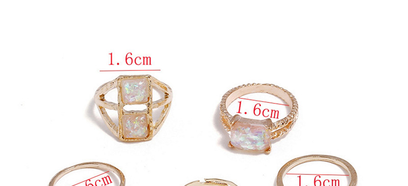 Elegant Gold Color Oval Shape Gemstone Decorated Ring(7pcs),Fashion Rings