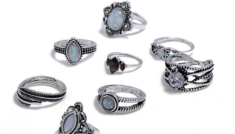Elegant Silver Color Flower Pattern Design Rings(8pcs),Fashion Rings