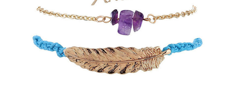 Elegant Gold Color Leaf Shape Decorated Bracelet(4pcs),Fashion Bracelets
