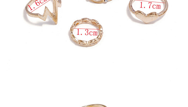 Elegant Gold Color Gemstone Decorated Hollow Out Ring(7pcs),Fashion Rings