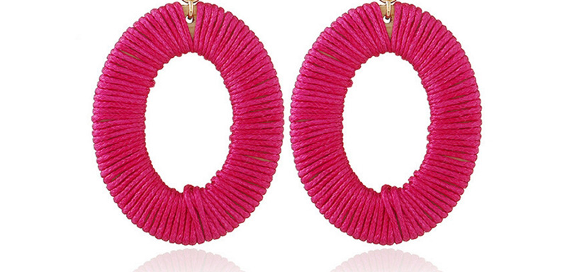 Elegant Plum Red Oval Shape Design Hand-woven Earrings,Drop Earrings
