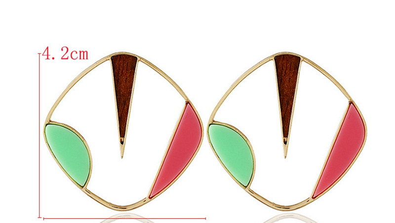 Elegant Multi-color Square Shape Design Color Matching Earrings,Stud Earrings