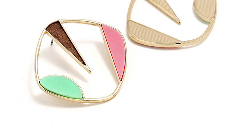 Elegant Multi-color Square Shape Design Color Matching Earrings,Stud Earrings