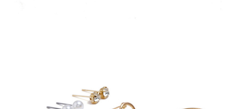 Elegant Gold Color Pearls&diamond Decorated Round Shape Earrings(7pcs),Earrings set
