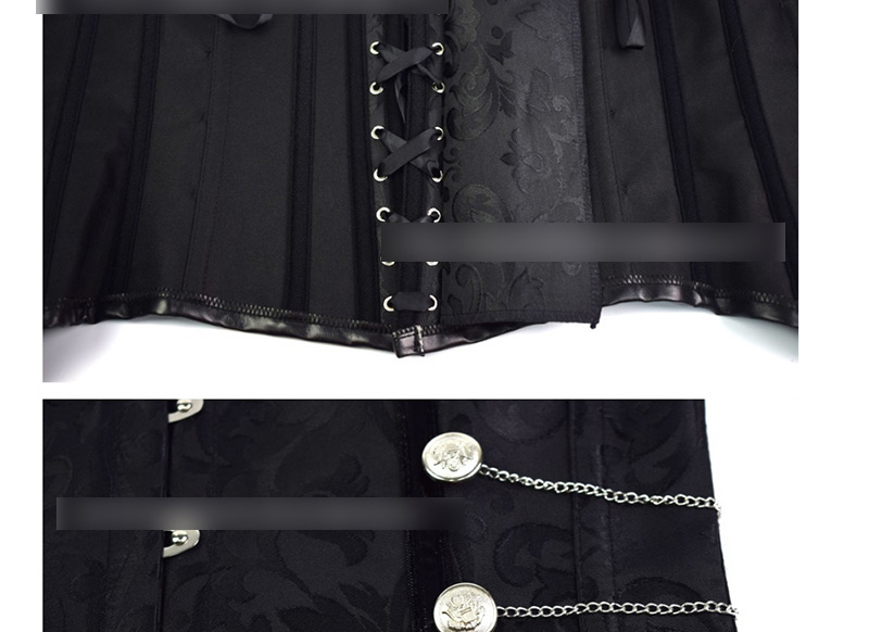 Fashion Black Chain Decorated Pure Color Corset,Shapewear