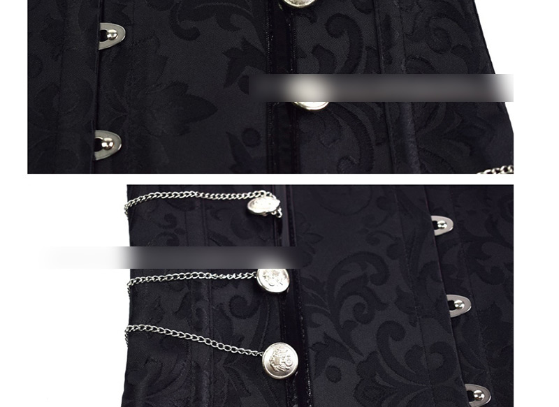 Fashion Black Chain Decorated Pure Color Corset,Shapewear