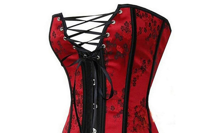 Sexy Red Bandages Decorated Pure Color Corset,Shapewear