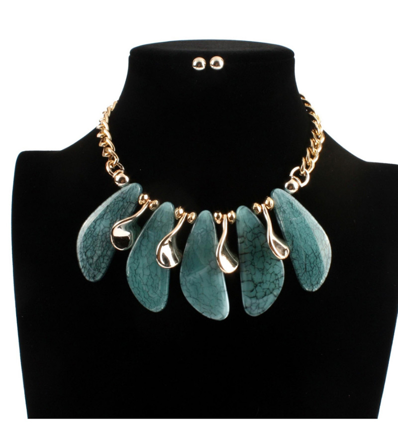 Fashion Blue Color Matching Decorated Necklace,Bib Necklaces