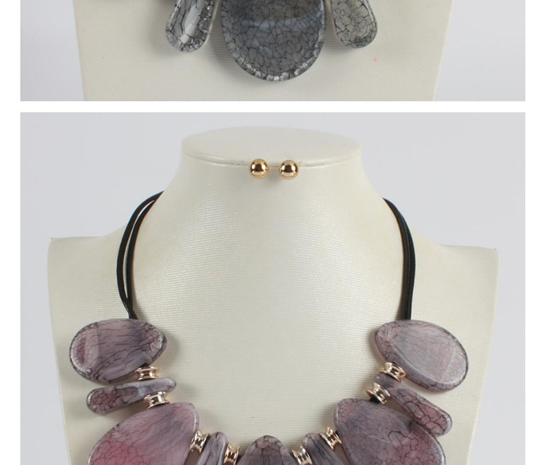 Fashion Gray Water Drop Shape Decorated Necklace,Bib Necklaces