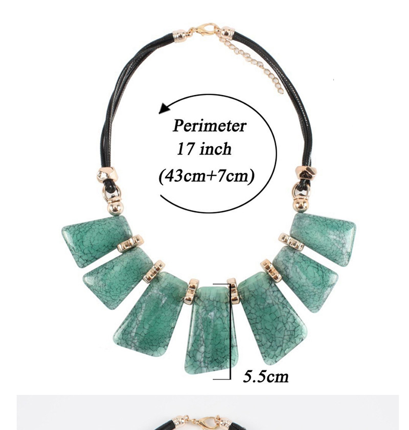 Fashion Green Square Shape Decorated Necklace,Bib Necklaces