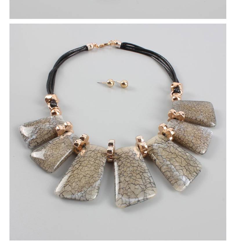 Fashion Gray Square Shape Decorated Necklace,Bib Necklaces
