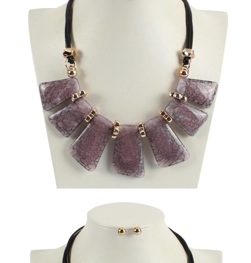 Fashion Green Square Shape Decorated Necklace,Bib Necklaces