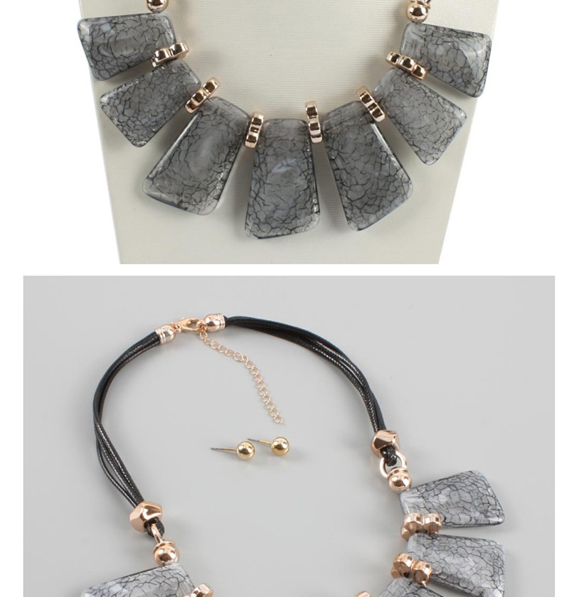 Fashion Gray Square Shape Decorated Necklace,Bib Necklaces