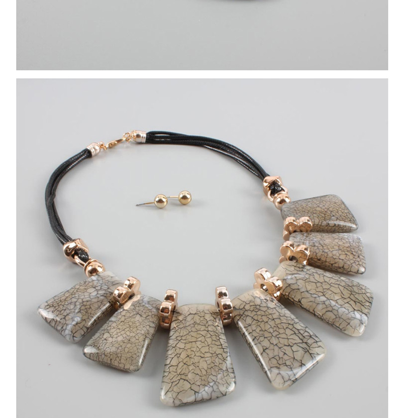 Fashion Beige Square Shape Decorated Necklace,Bib Necklaces