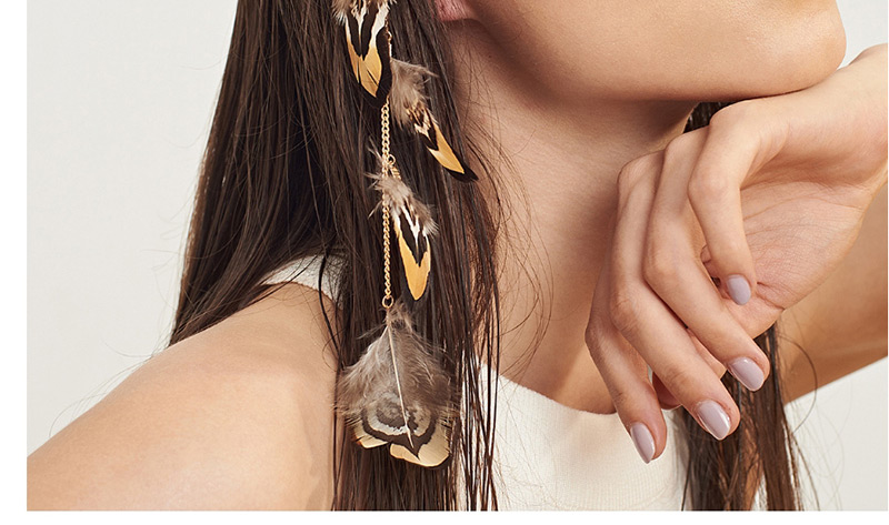 Fashion Coffee Feather Decorated Hair Accessories,Hair Ribbons